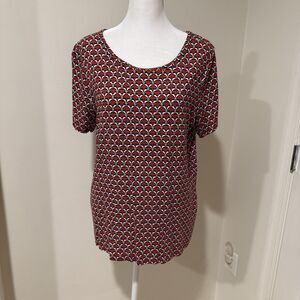 Jones New York Sport Women's Plus Size Top Red W/ White & Black Pattern Size L